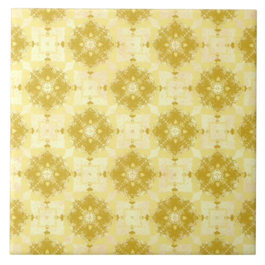 Geel en wit modern Ogee Patroon Tegeltje (Voorkant)