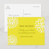 Geel en wit moderne bloemige bruiloftspostkaart aankondigingskaart (Voorkant / Achterkant)