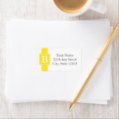 Geel en wit Monogrammed Terugkeeradresetiketten Etiket (Insitu)