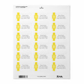Geel en wit Monogrammed Terugkeeradresetiketten Etiket (Full Sheet)
