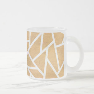 Geel en wit mozaïekpatroon matglas koffiemok