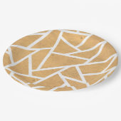 Geel en wit mozaïekpatroon papieren bordje (Gekanteld)