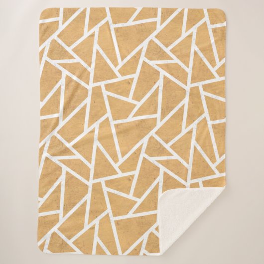 Geel en wit mozaïekpatroon sherpa deken (Voorkant)