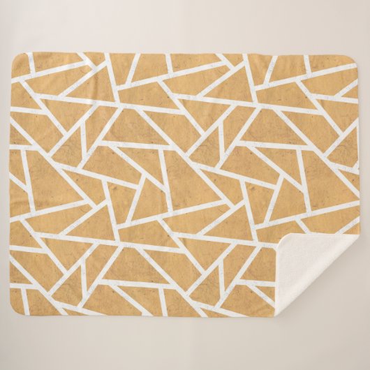 Geel en wit mozaïekpatroon sherpa deken (Voorkant (horizontaal))