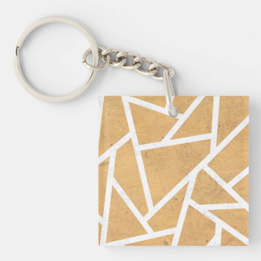Geel en wit mozaïekpatroon sleutelhanger (Voorkant)
