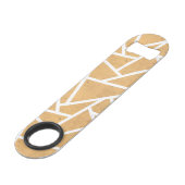 Geel en wit mozaïekpatroon speed flessenopener (Voorkant Gekanteld)