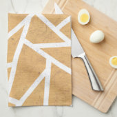 Geel en wit mozaïekpatroon theedoek (Quarter Fold)