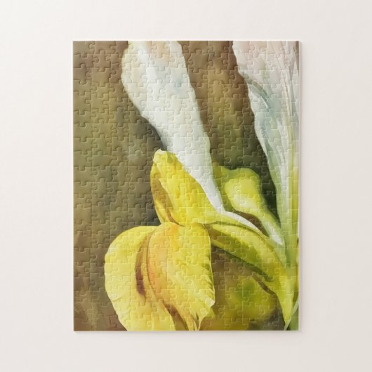 Geel en wit Nederlandse Iris Art Puzzel (Verticaal)
