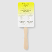 Geel en wit ombre Wedding Programme Handwaaier (Achterkant)