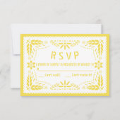 Geel en wit papel picado baby shower RSVP kaartje (Voorkant)