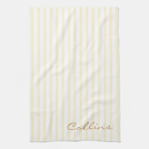 Geel en wit patroon theedoek