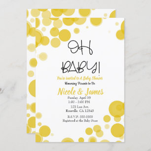 Geel en wit poka dot blauw OH Baby shower Kaart