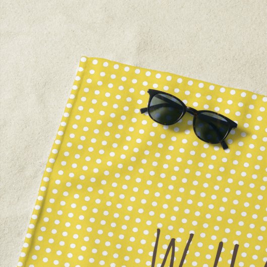 Geel en wit poka Dot Cute Llama Strandlaken (In situ)