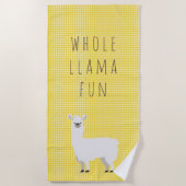 Geel en wit poka Dot Cute Llama Strandlaken (Voorkant)