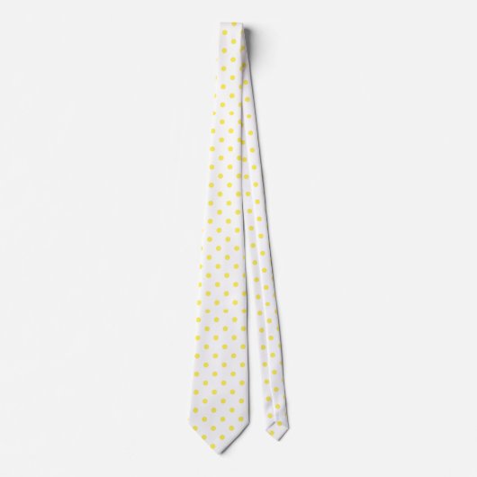 Geel en wit poka Dot Necktie Stropdas (Voorkant)