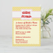 Geel en wit poka Dots Heart Text Vrijgezellenfeest Kaart (Staand voorkant)