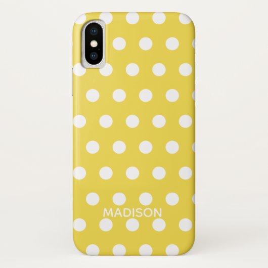 Geel en wit poka punt Gepersonaliseerde naam Case-Mate iPhone Case (Achterkant)