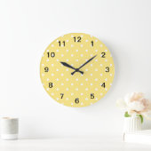 Geel en wit poka stipt patroon. grote klok (Huis)