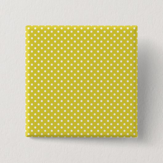 Geel en wit pokadot vierkante button 5,1 cm (Voorkant)