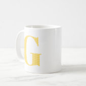 Geel en wit Polka Dot Monogram Koffiemok (Voorkant links)