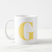 Geel en wit Polka Dot Monogram Koffiemok (Links)