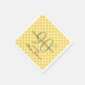 Geel en wit polka stippen 90ste verjaardag papier servet (Hoek)