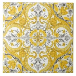 Geel en wit Portugees keramische Tegel Tegeltje