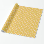 Geel en wit Quatrefoil Cadeaupapier<br><div class="desc">geel en wit kwartblad</div>
