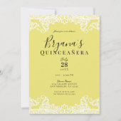 Geel en wit ras Elegant Quinceañera Party Kaart (Voorkant)