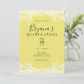 Geel en wit ras Elegant Quinceañera Party Kaart (Staand voorkant)
