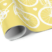 Geel en wit Retrofiets Cadeaupapier (Rol Hoek)