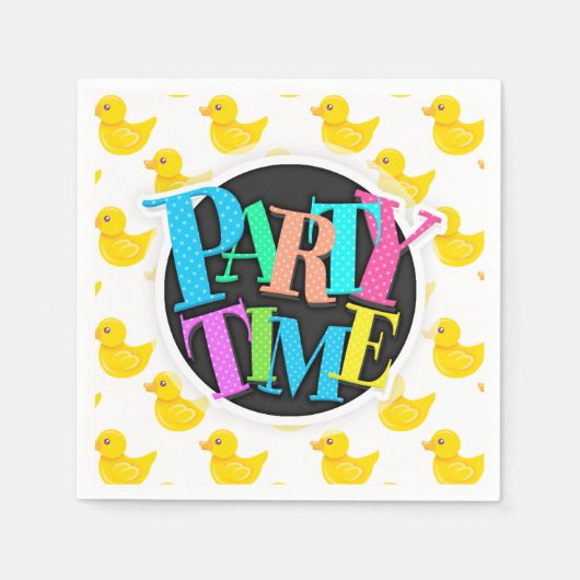 Geel en wit rubber eend, eend servetten (Voorkant)