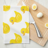 Geel en wit rubber eend, eend theedoek (Quarter Fold)