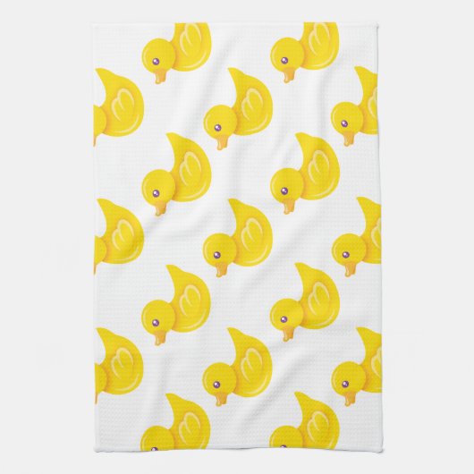 Geel en wit rubber eend, eend theedoek (Verticaal)