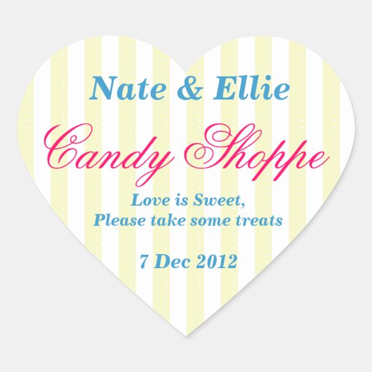 Geel en wit Snoep Shoppe Sticker (Voorkant)