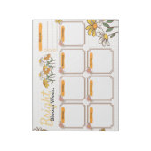 Geel en wit speels bloemendagplanner notitieblok (Linkerzijde)