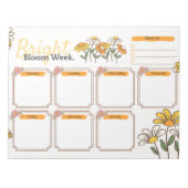 Geel en wit speels bloemendagplanner notitieblok (Voorkant)