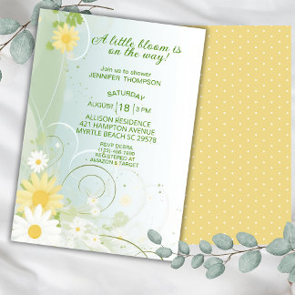 Geel en wit Spring Flowers Baby shower Kaart