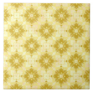 Geel en wit Star Burst Pattern-keramiek Tegeltje