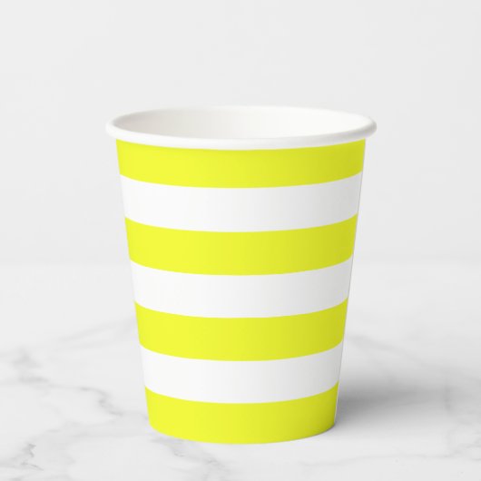Geel en Wit Streep Papieren beker (Achterkant)