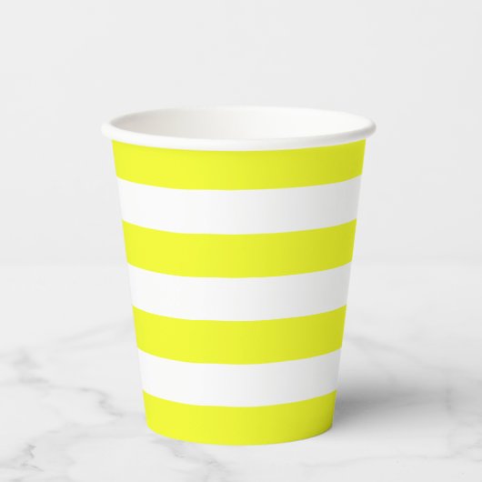 Geel en Wit Streep Papieren beker (Voorkant)