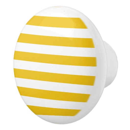 Geel en wit Stripes Modern Striped Chic Bedroom Keramische Knop (Rechts)