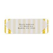 Geel en wit Stripes Modern Striped Invitation Etiket (Voorkant)
