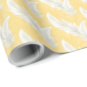 Geel en wit veerpatroon bruids- cadeaupapier (Rol Hoek)