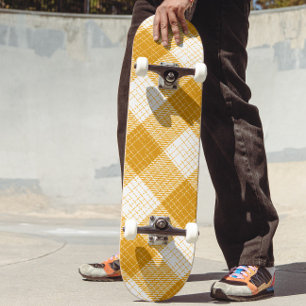 Geel en wit vetgedrukt geruit ontwerp persoonlijk skateboard