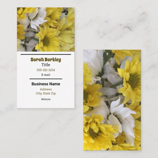 Geel en wit visitekaartje (Voorkant / Achterkant)