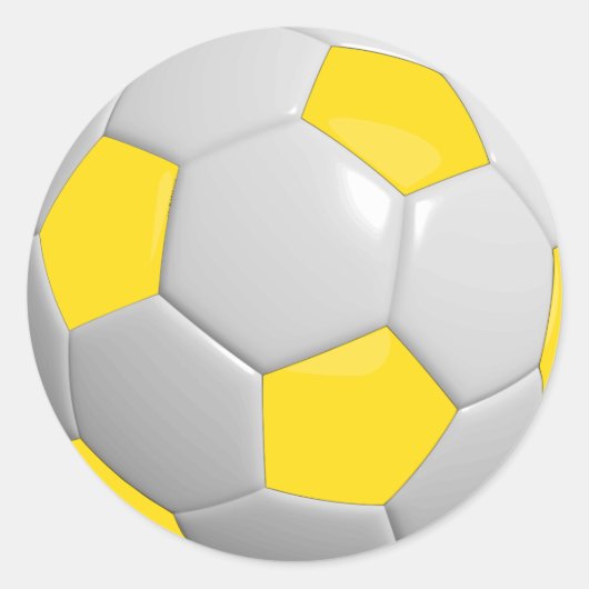 Geel en Wit Voetbal Ronde Sticker (Voorkant)