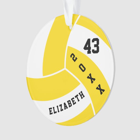 Geel en wit Volleybal 4 | DIY-naam Ornament (voorkant)