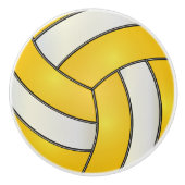 Geel en wit volleybal keramische knop (Voorkant)