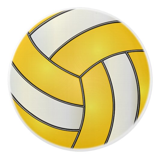 Geel en wit volleybal keramische knop (Voorkant)